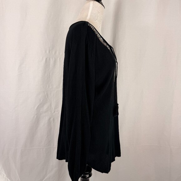 Gap Women's Boho Flowy style Long Sleeve Top | Black w/ Front Detail | Medium | - Picture 4 of 9